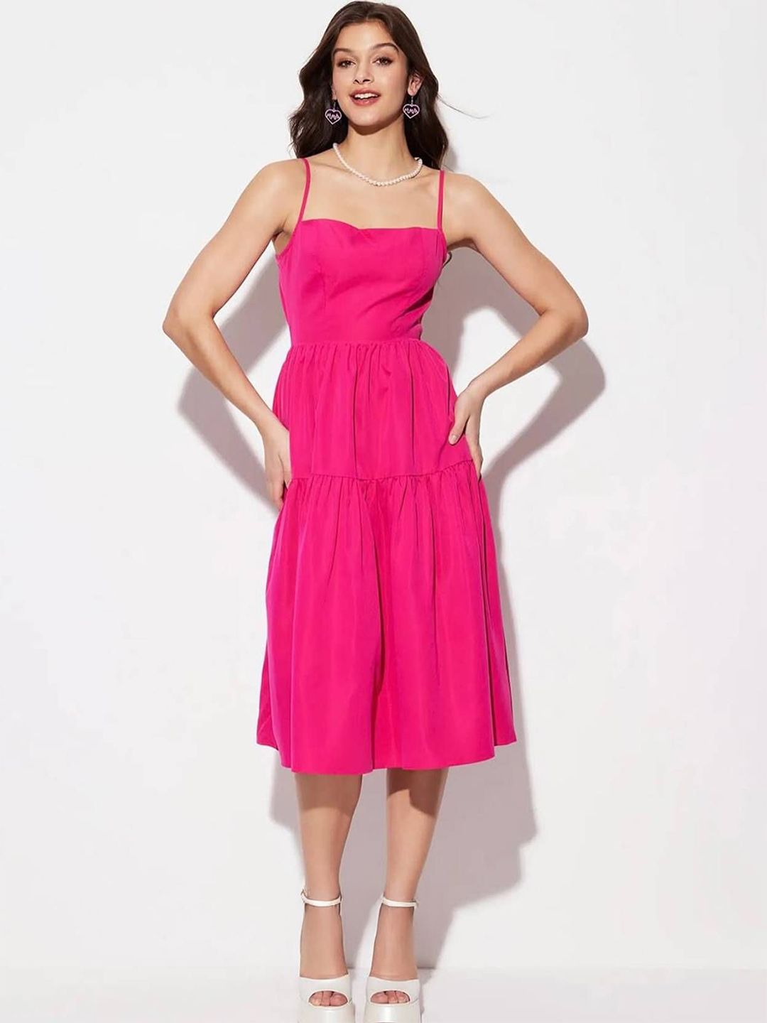 Kotty Women Tiered Fit & Flare Midi Dress